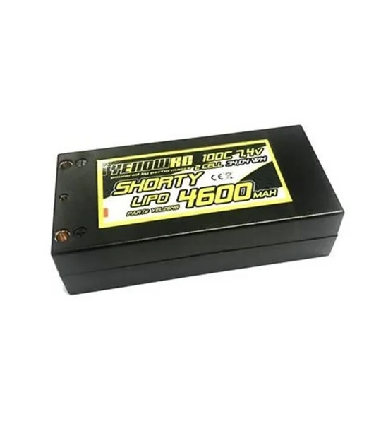 Yellow RC LiPo 4600mAh 7,4V 2S 100C Shorty Hardcase (55mm Banana plugs)