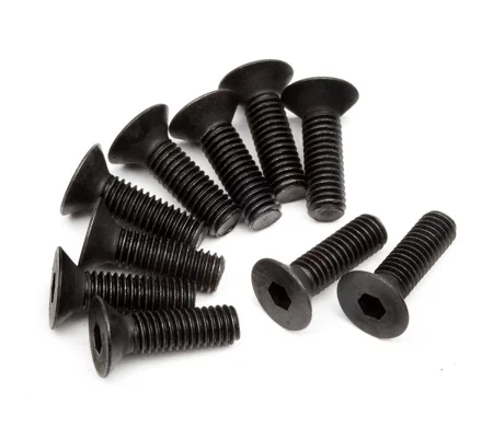 Flat Head Screw M3x10mm (6pcs) 2mm Hex Socket Countersunk