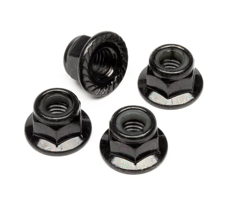 Flanged Lock Nut M5 (Clockwise/Black/4Pcs)