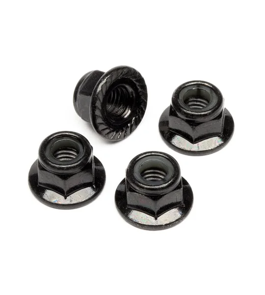Flanged Lock Nut M5 (Clockwise/Black/4Pcs)