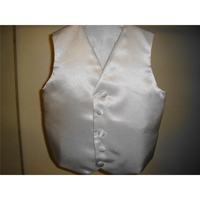 Boys Silver Satin Waistcoat w/wo Cravat/Tie/Bowtie