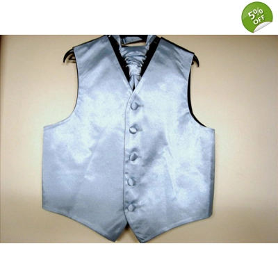Mens Sky Blue Satin Waistcoat Cravat or Tie or Bow tie