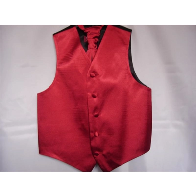 Boys Med Red Satin Waistcoat Cravat Standard Tie or Bow Tie