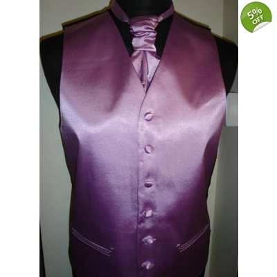 Mens Lilac Satin Waistcoat w/wo Cravat/Tie or Bowtie