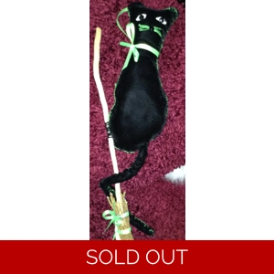 Black cat on a broomstick