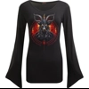 BAPHOMET-V Neck Goth Sleeve Top Black