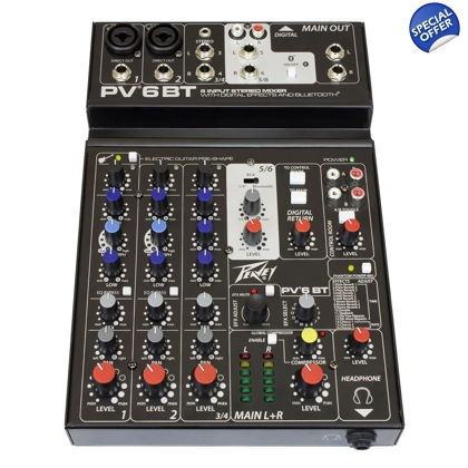 PV® 6BT Compact Mixer 6 Channel with Bluetooth
