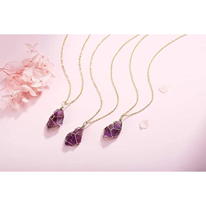 amethyst healing necklace, gold 10k necklace