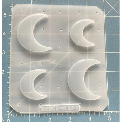 set of 4 Flat Retro Style Crescent Moons Handmade Plastic mold
