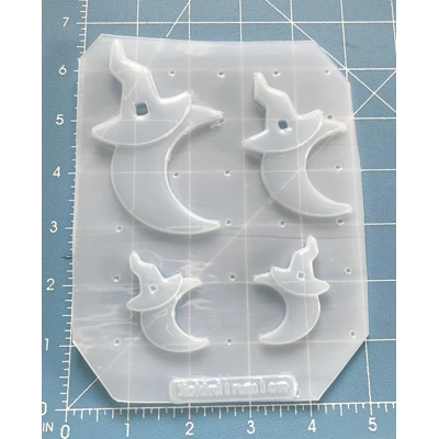 Retro Crescent Moons with Witch Hats Pallet Handmade Plastic Mold Retro Crescent Moons with Witch Hats Pallet Handmade Plastic Mold