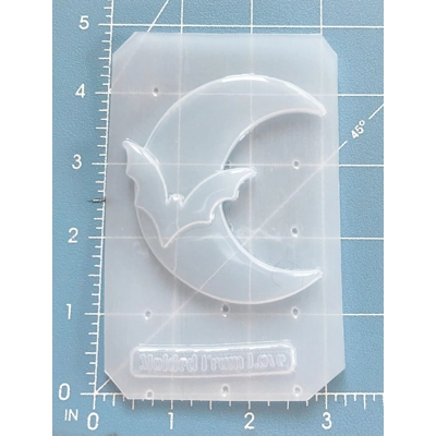 Large Bat on Moon Handmade Plastic Mold Large Bat on Moon Handmade Plastic Mold