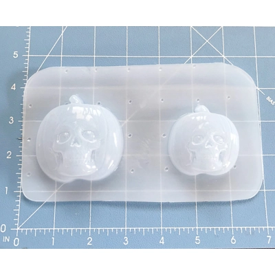 2 Small Size Skull Pumpkins Handmade Plastic Mold