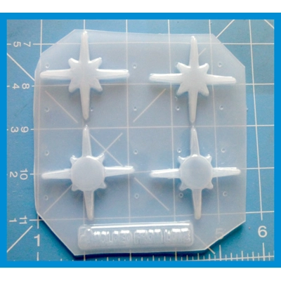 set of 4 Retro Starburst Shapes handmade Plastic Mold set of 4 Retro Starburst Shapes handmade Plastic Mold
