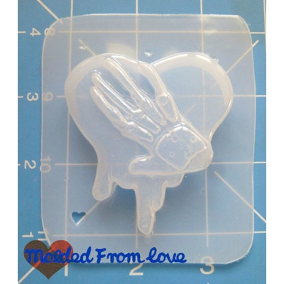 Freddy Glove on Drippy Heart Handmade Plastic Mold Freddy Glove on Drippy Heart Handmade Plastic Mold