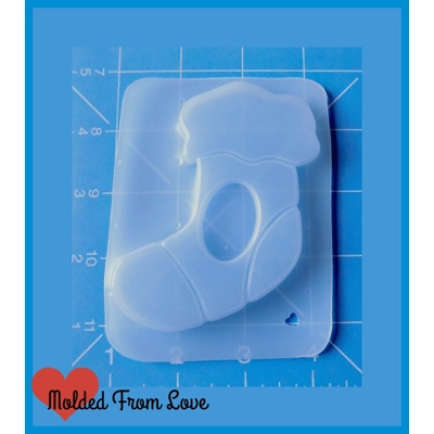 Stocking with Opening Christmas Ornament handmade Plastic Mold Stocking with Opening Christmas Ornament handmade Plastic Mold