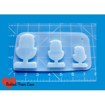 3 Retro Rockabilly Microphone Shapes Handmade Plastic Mold 3 Retro Rockabilly Microphone Shapes Handmade Plastic Mold