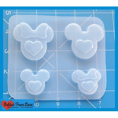 Pallet of 4 Girl and Boy Mouse Heads Handmade Plastic Mold Pallet of 4 Girl and Boy Mouse Heads Handmade Plastic Mold