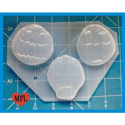 3 Jack Skele Faces Handmade Plastic Mold
