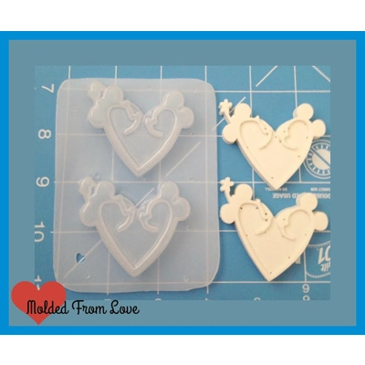 2 Girl and Boy Mouse Love Hearts Handmade Plastic Mold 2 Girl and Boy Mouse Love Hearts Handmade Plastic Mold