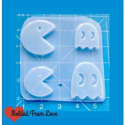 Pacman and Ghost Pallet of 4 Handmade Plastic Mold Pacman and Ghost Pallet of 4 Handmade Plastic Mold