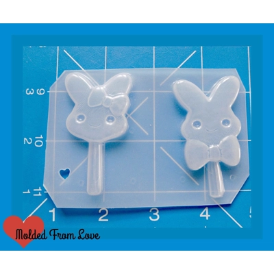 Kawaii Girl and Boy Bunny Lolly Pops handmade Plastic Mold