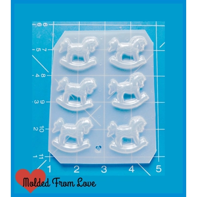 6 small Kawaii Rocking Horses handmade Plastic Mold