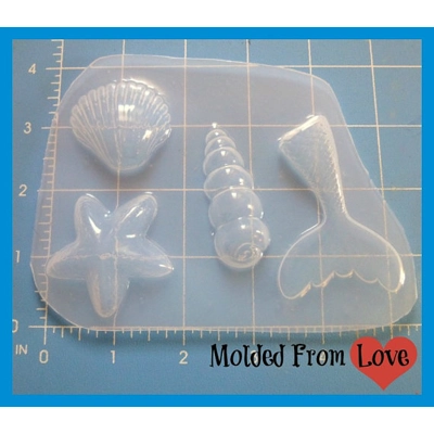 Mermaid Tail Horn Conch and Shell Handmade Plastic Mold Mermaid Tail Horn Conch and Shell Handmade Plastic Mold