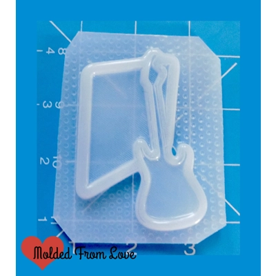 Retro Guitar with Back Brooch Bezel Handmade Plastic Mold