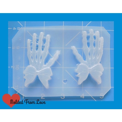 MFL Skeleton Hands with Bow Handmade Plastic Mold MFL Skeleton Hands with Bow Handmade Plastic Mold
