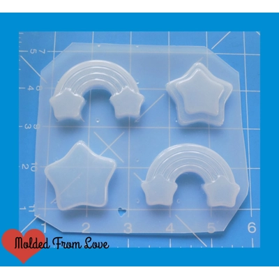 MFL Kawaii Star Rainbows and Stars Pallet Handmade Plastic Mold MFL Kawaii Star Rainbows and Stars Pallet Handmade Plastic Mold