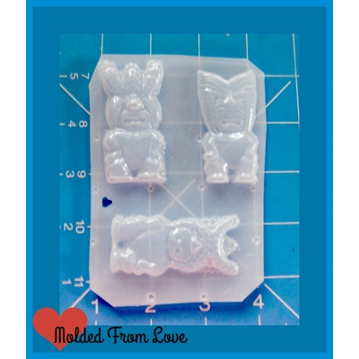 3 Full Body Retro Tikis Handmade Plastic Mold 3 Full Body Retro Tikis Handmade Plastic Mold