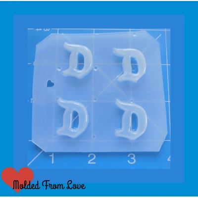 4 1" Retro Letter D's Handmade Plastic Mold 4 1" Retro Letter D's Handmade Plastic Mold
