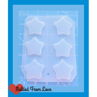 6 Roundy Kawaii Stars handmade Plastic mold 6 Roundy Kawaii Stars handmade Plastic mold