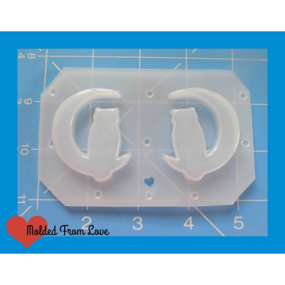 2 Owls On Moons Handmade Plastic Mold 2 Owls On Moons Handmade Plastic Mold