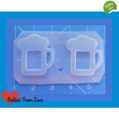 2 Foamy Beer Mugs Open Bezels Handmade Plastic Mold