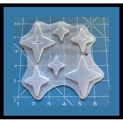 6 cavity Retro Atomic diamond Stars pallet handmade Plastic Mold