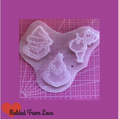 Grinch Pallet 1 2 Grinch Heads and Cindy Lou Handmade Plastic Mold Grinch Pallet 1 2 Grinch Heads and Cindy Lou Handmade Plastic Mold