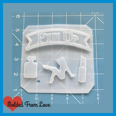 MFL Retro Banner Brooch PIN UP Handmade Plastic Resin Mold