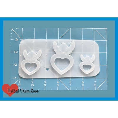 3 kawaii Blue Character Heart Shakers Handmade Plastic Resin Mold 3 kawaii Blue Character Heart Shakers Handmade Plastic Resin Mold