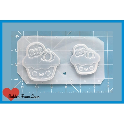 2 Kawaii Chibi Pumpkin Cupcakes handmade Plastic Resin mold