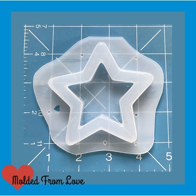 XL Pointy Star Open Bezel Shaker Ornament Handmade Plastic Mold