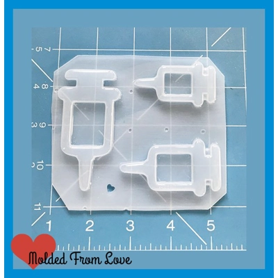 Syringe Shape Open Bezel Shaker Handmade Plastic Resin Mold Chose Your Size Syringe Shape Open Bezel Shaker Handmade Plastic Resin Mold Chose Your Size