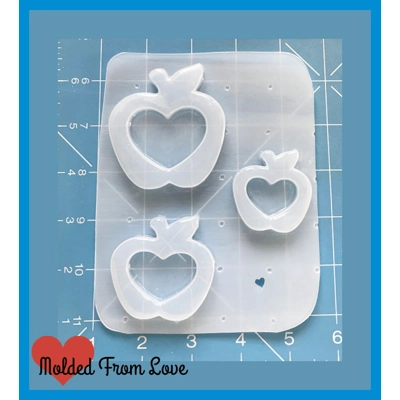 Apples with Hearts Open Bezel Shaker Handmade Plastic Resin Mold Chose Your Size Apples with Hearts Open Bezel Shaker Handmade Plastic Resin Mold Chose Your Size
