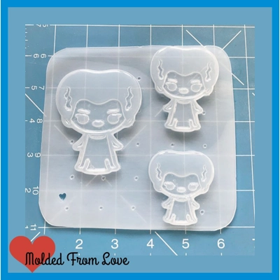 Kawaii Horror Movie Bride of Frankenstein handmade plastic resin mold Kawaii Horror Movie Bride of Frankenstein handmade plastic resin mold