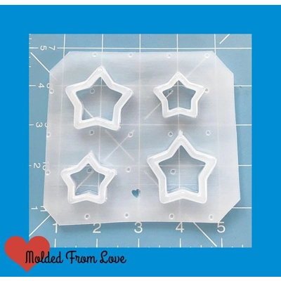 2 med. 2 small Kawaii Star Shakers handmade Plastic Resin Mold 2 med. 2 small Kawaii Star Shakers handmade Plastic Resin Mold