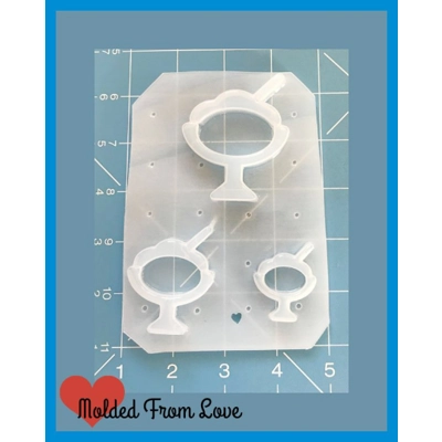 Delish Ice Cream Sundae Open Bezel Shaker Style Handmade Plastic Mold