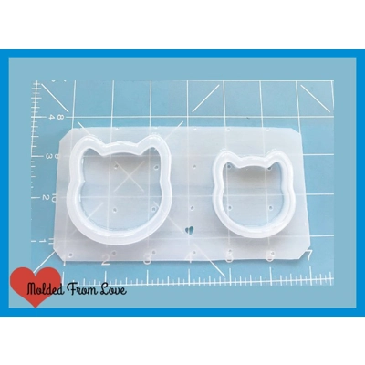 Set of 2 kawaii Kitty Head Open Bezel Shaker Style Handmade Plastic Mold Set of 2 kawaii Kitty Head Open Bezel Shaker Style Handmade Plastic Mold