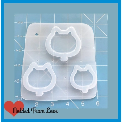 Kawaii Kitty Head Balloon Open Bezel Shaker Style Handmade Plastic Mold Kawaii Kitty Head Balloon Open Bezel Shaker Style Handmade Plastic Mold