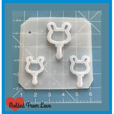 Kawaii Bunny Lollypop open Bezel Shaker Style Handmade Plastic Mold Kawaii Bunny Lollypop open Bezel Shaker Style Handmade Plastic Mold