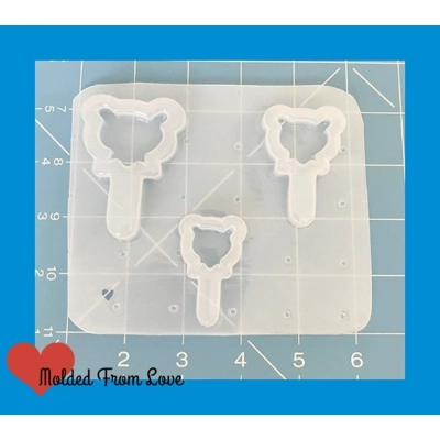 Kawaii Bear Lollypop open Bezel Shaker Style Handmade Plastic Mold Kawaii Bear Lollypop open Bezel Shaker Style Handmade Plastic Mold
